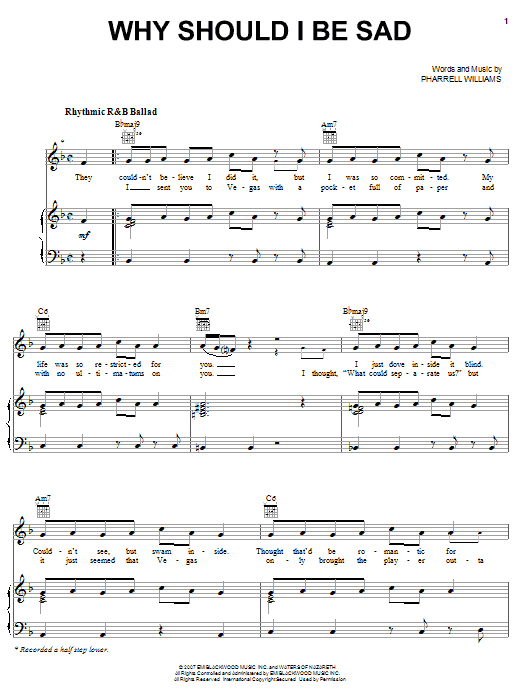 Learn to play Britney Spears Why Should I Be Sad sheet music for Piano, Vocal & Guitar Chords (Right-Hand Melody) in minutes. Price: 7.8900$ Britney Spears Why Should I Be Sad sheet music notes and chords arranged for Piano, Vocal & Guitar Chords (Right-Hand Melody)
