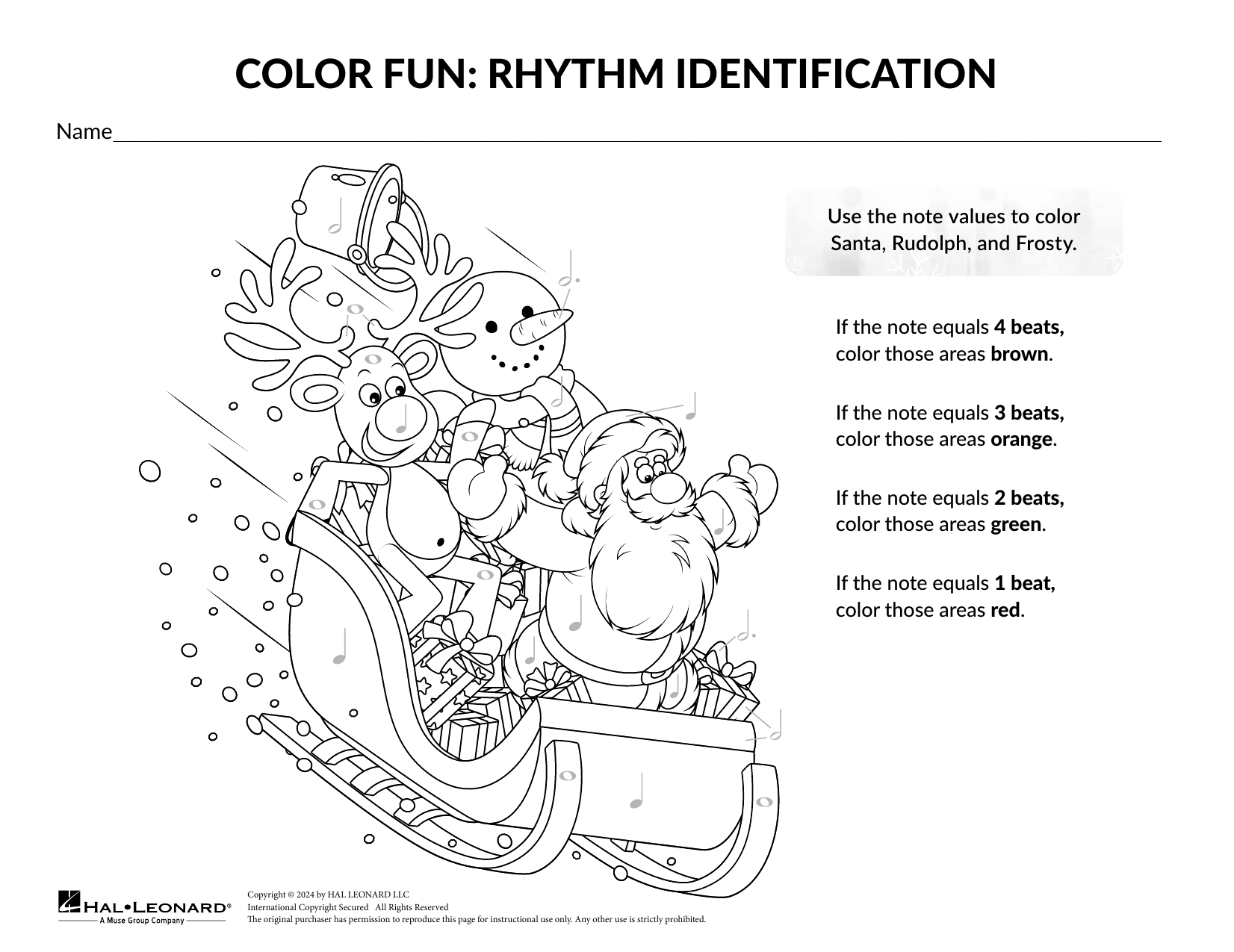 Learn to play Brittany McCorriston Color by Rhythm: Santa's Sleigh sheet music for Theory Worksheet in minutes. Price: 3.9900$ Brittany McCorriston Color by Rhythm: Santa's Sleigh sheet music notes and chords arranged for Theory Worksheet