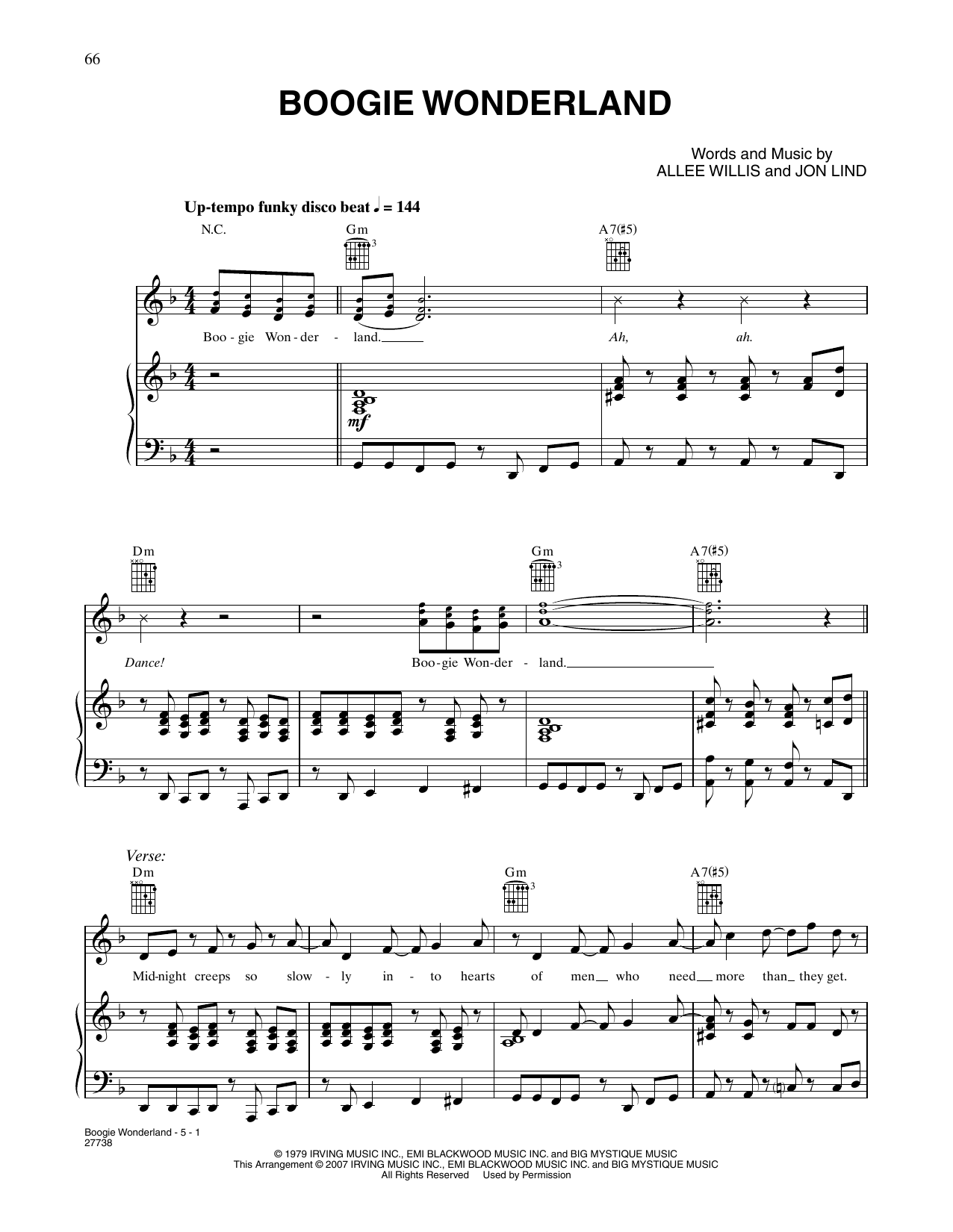 Earth, Wind & Fire Boogie Wonderland sheet music notes and chords. Download Printable PDF.