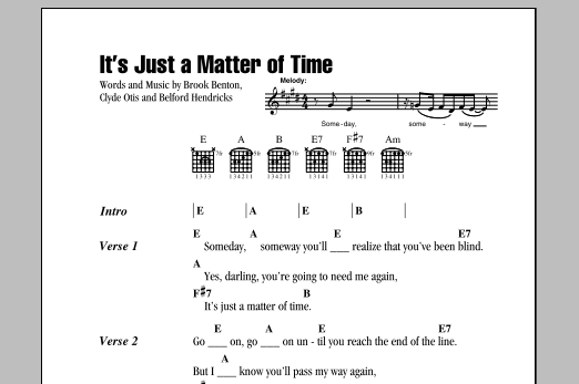 Brook Benton It's Just A Matter Of Time sheet music notes and chords. Download Printable PDF.