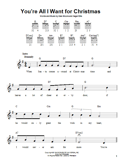 Brook Benton You're All I Want For Christmas sheet music notes and chords. Download Printable PDF.