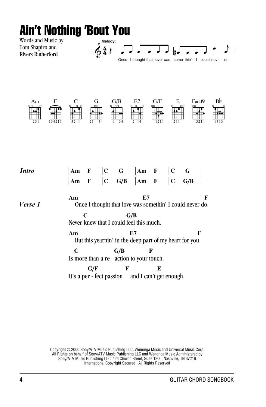 Brooks & Dunn Ain't Nothing 'Bout You sheet music notes and chords. Download Printable PDF.