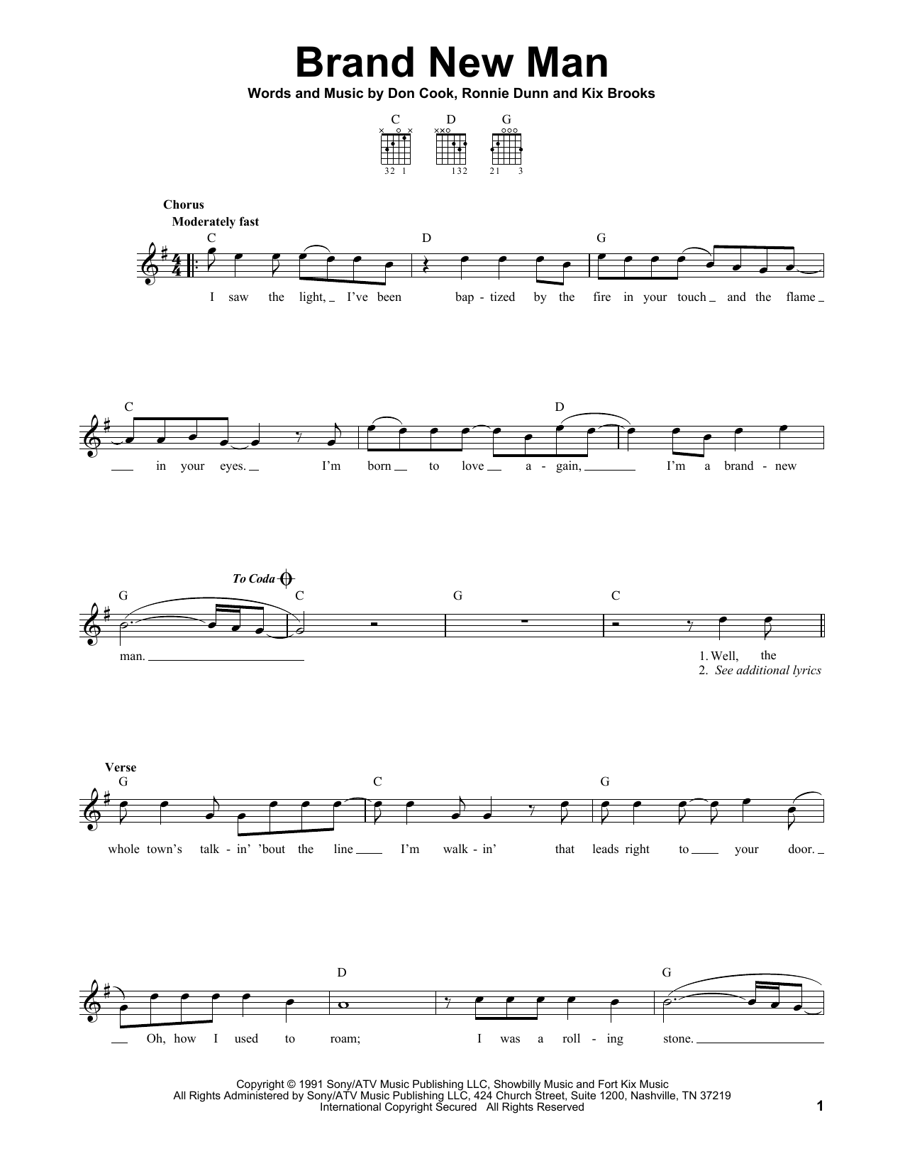 Learn to play Brooks & Dunn Brand New Man sheet music for Guitar Chords/Lyrics in minutes. Price: 4.4900$ Brooks & Dunn Brand New Man sheet music notes and chords arranged for Guitar Chords/Lyrics