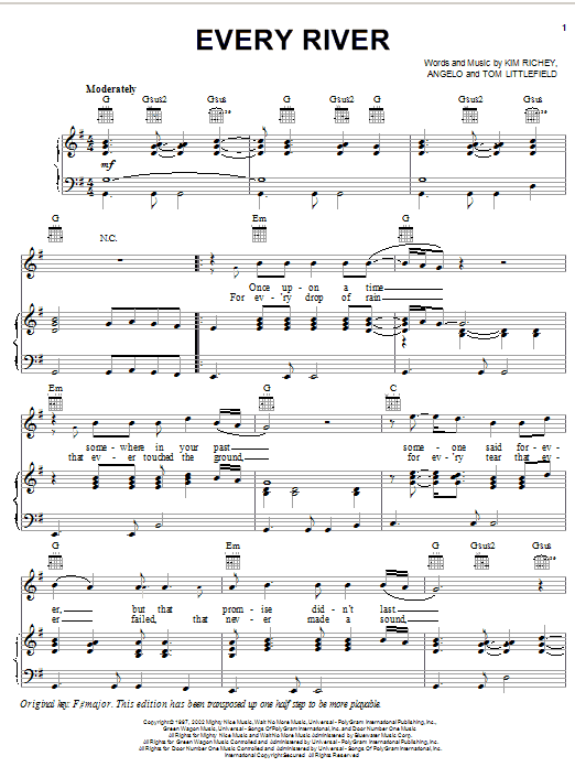 Brooks & Dunn Every River sheet music notes and chords arranged for Piano, Vocal & Guitar Chords (Right-Hand Melody)