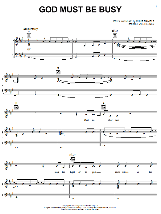 Learn to play Brooks & Dunn God Must Be Busy sheet music for Piano, Vocal & Guitar Chords (Right-Hand Melody) in minutes. Price: 7.8900$ Brooks & Dunn God Must Be Busy sheet music notes and chords arranged for Piano, Vocal & Guitar Chords (Right-Hand Melody)