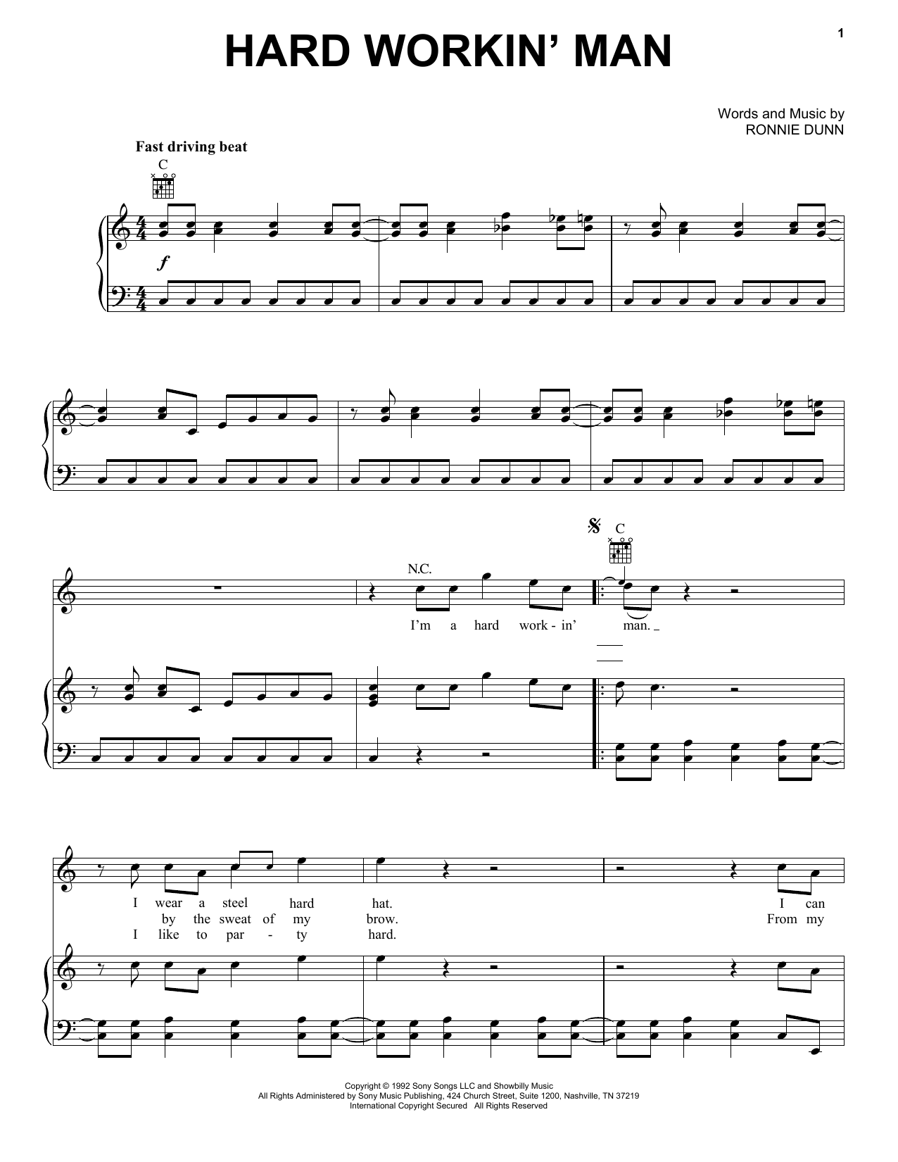 Brooks & Dunn Hard Workin' Man sheet music notes and chords. Download Printable PDF.