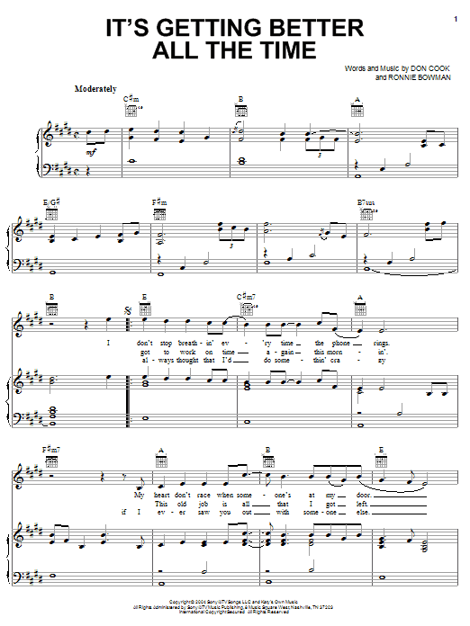 Brooks & Dunn It's Getting Better All The Time sheet music notes and chords. Download Printable PDF.
