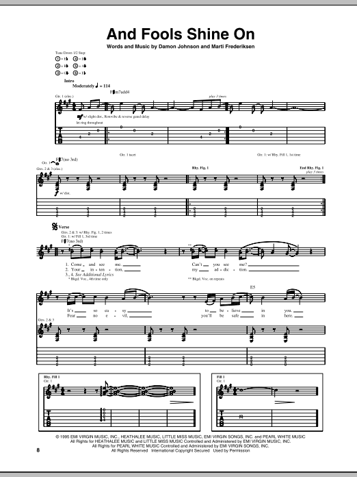 Learn to play Brother Cane And Fools Shine On sheet music for Guitar Tab in minutes. Price: 7.8900$ Brother Cane And Fools Shine On sheet music notes and chords arranged for Guitar Tab