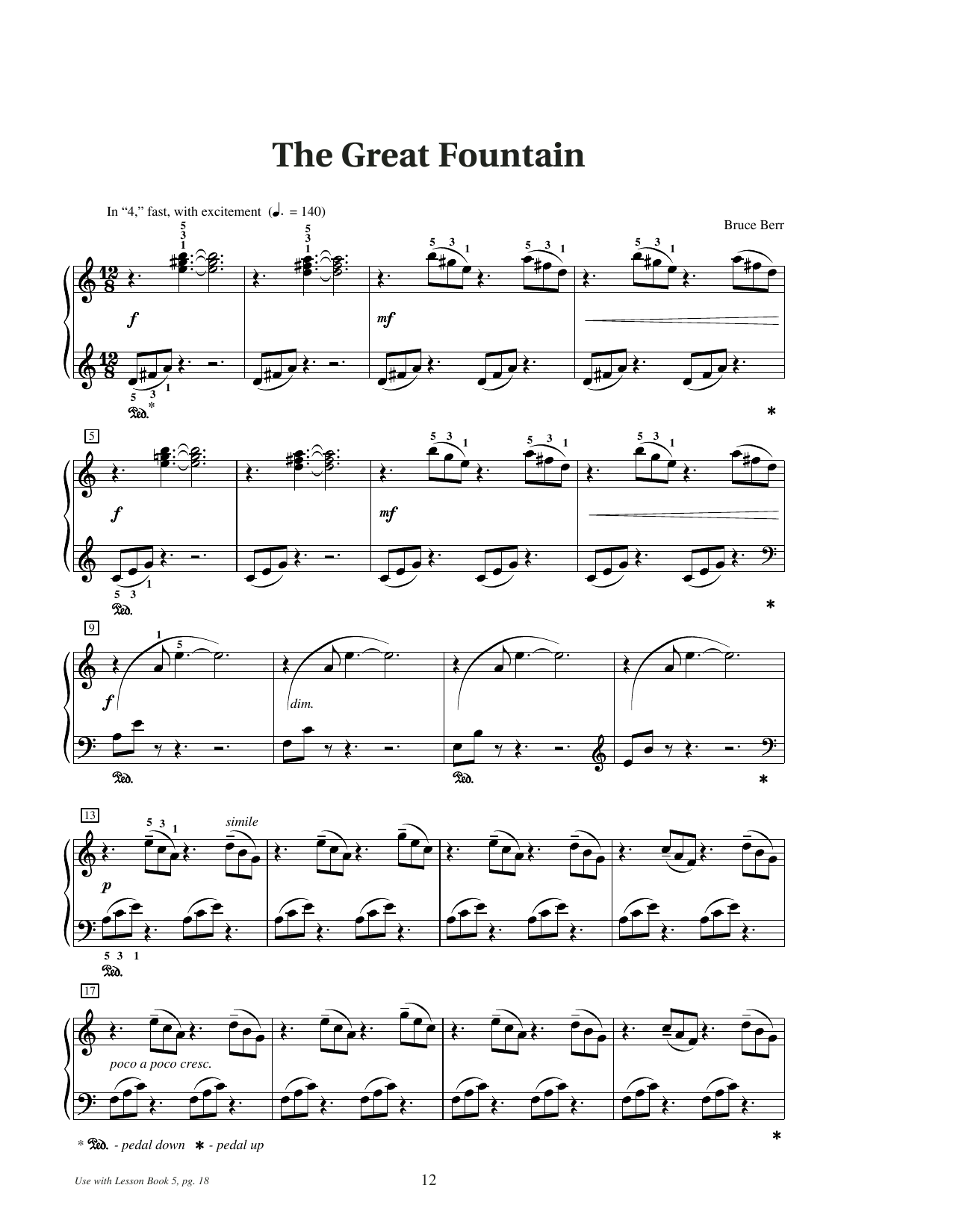 Bruce Berr The Great Fountain sheet music notes and chords arranged for Educational Piano
