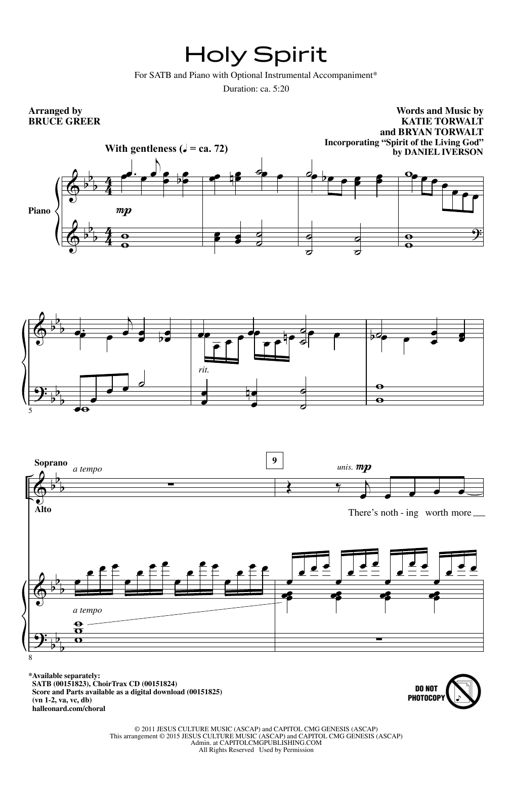 Bruce Greer Spirit Of The Living God sheet music notes and chords arranged for SATB Choir