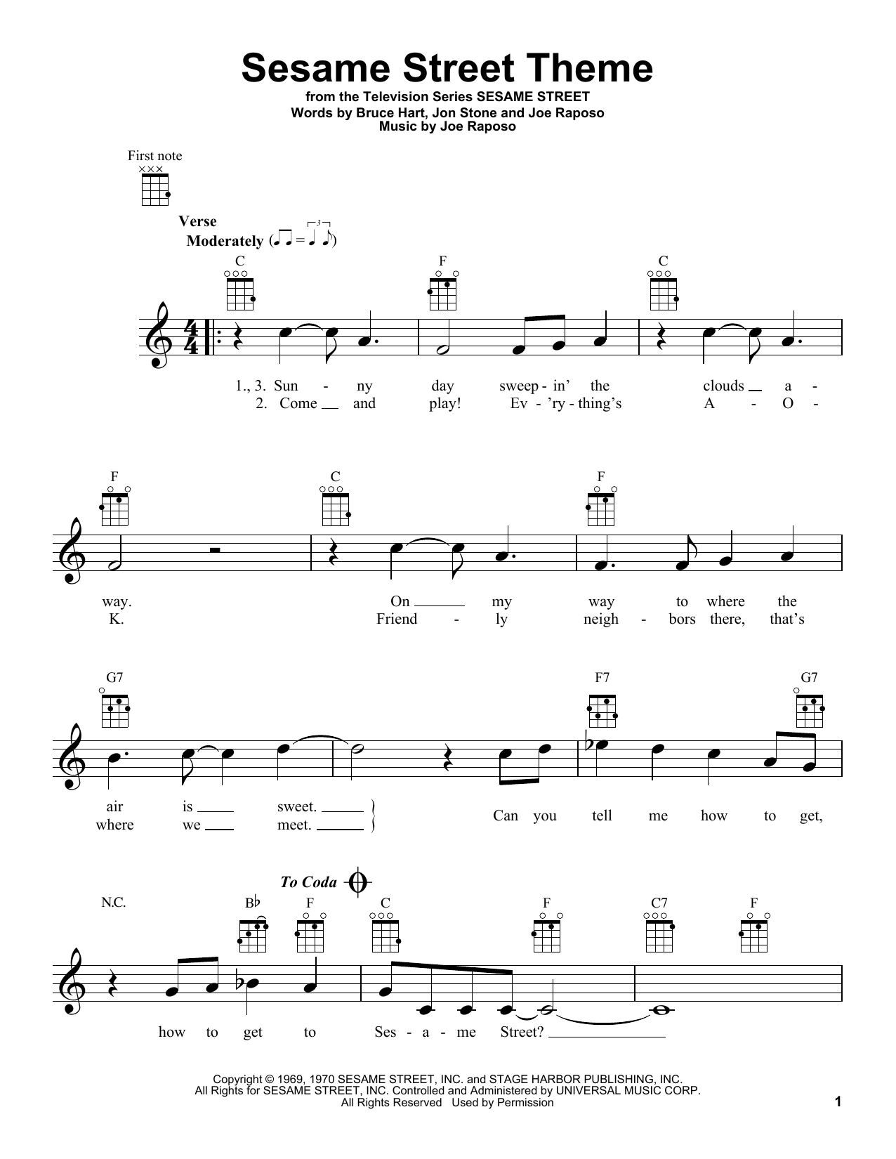 Bruce Hart Sesame Street Theme sheet music notes and chords. Download Printable PDF.