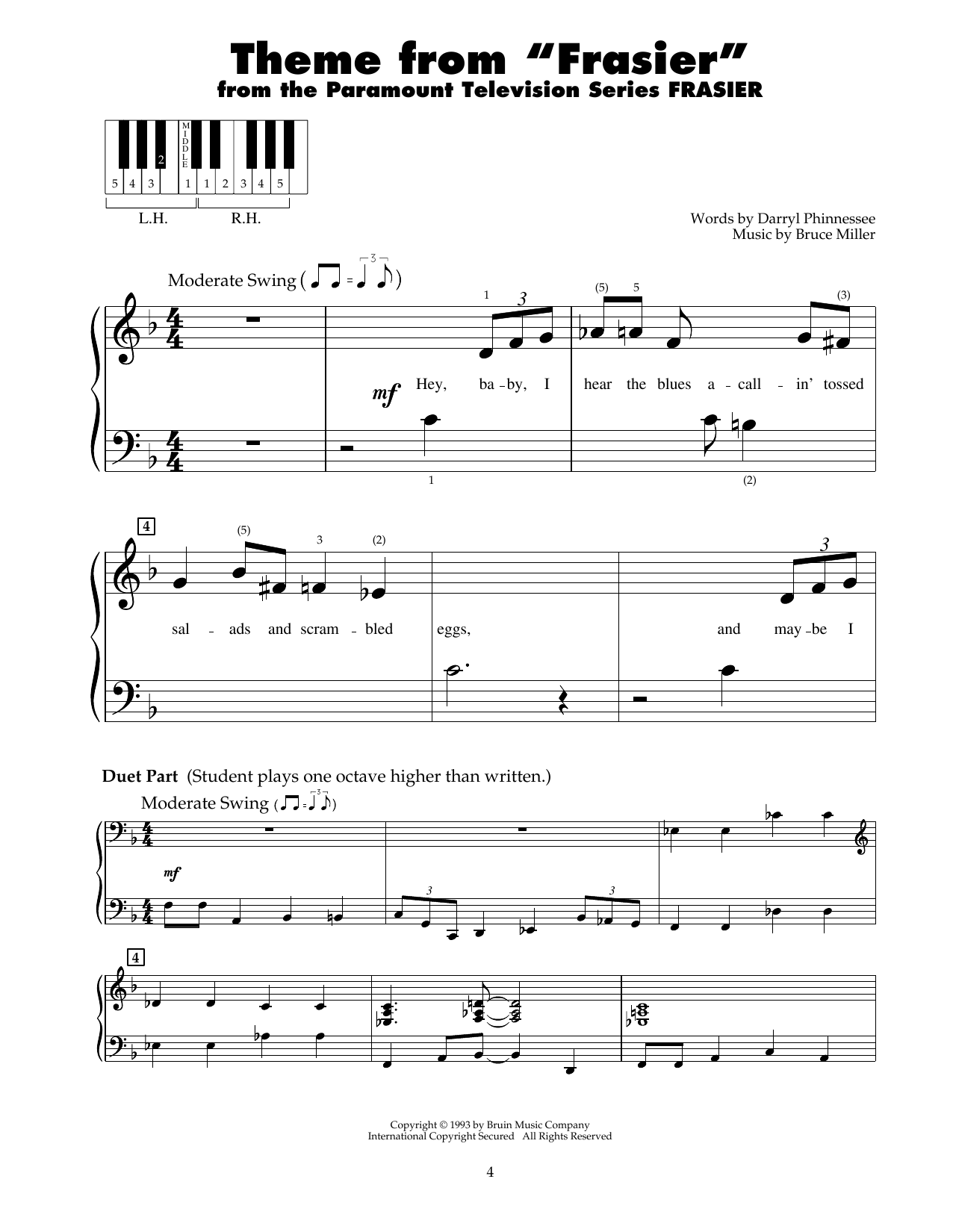 Bruce Miller Fraiser - End Title (Theme from Fraiser) sheet music notes and chords. Download Printable PDF.