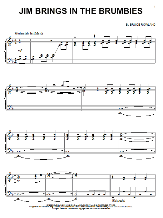 Learn to play Bruce Rowland Jim Brings In The Brumbies sheet music for Piano Solo in minutes. Price: 7.8900$ Bruce Rowland Jim Brings In The Brumbies sheet music notes and chords arranged for Piano Solo