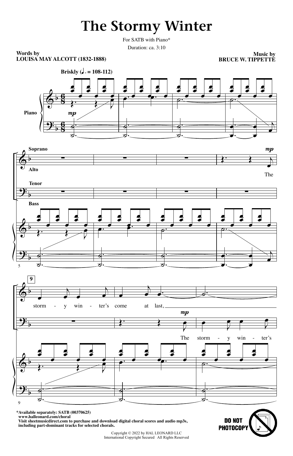 Bruce W. Tippette The Stormy Winter sheet music notes and chords. Download Printable PDF.