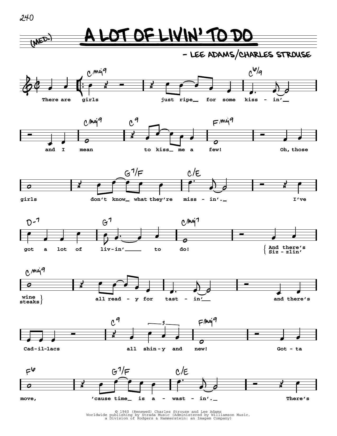 Bryan Adams A Lot Of Livin' To Do (High Voice) sheet music notes and chords arranged for Real Book – Melody, Lyrics & Chords