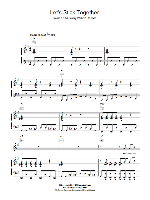 Learn to play Bryan Ferry Let's Stick Together sheet music for Piano, Vocal & Guitar Chords in minutes. Price: 7.8900$ Bryan Ferry Let's Stick Together sheet music notes and chords arranged for Piano, Vocal & Guitar Chords