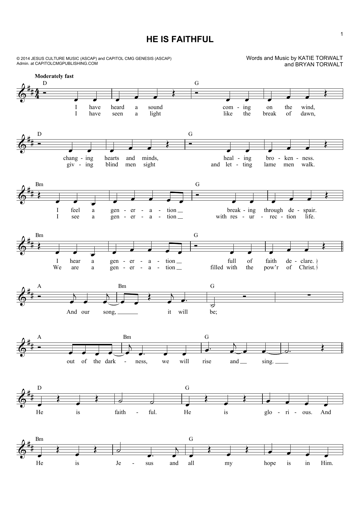 Learn to play Bryan Torwalt He Is Faithful sheet music for Lead Sheet / Fake Book in minutes. Price: 5.9900$ Bryan Torwalt He Is Faithful sheet music notes and chords arranged for Lead Sheet / Fake Book