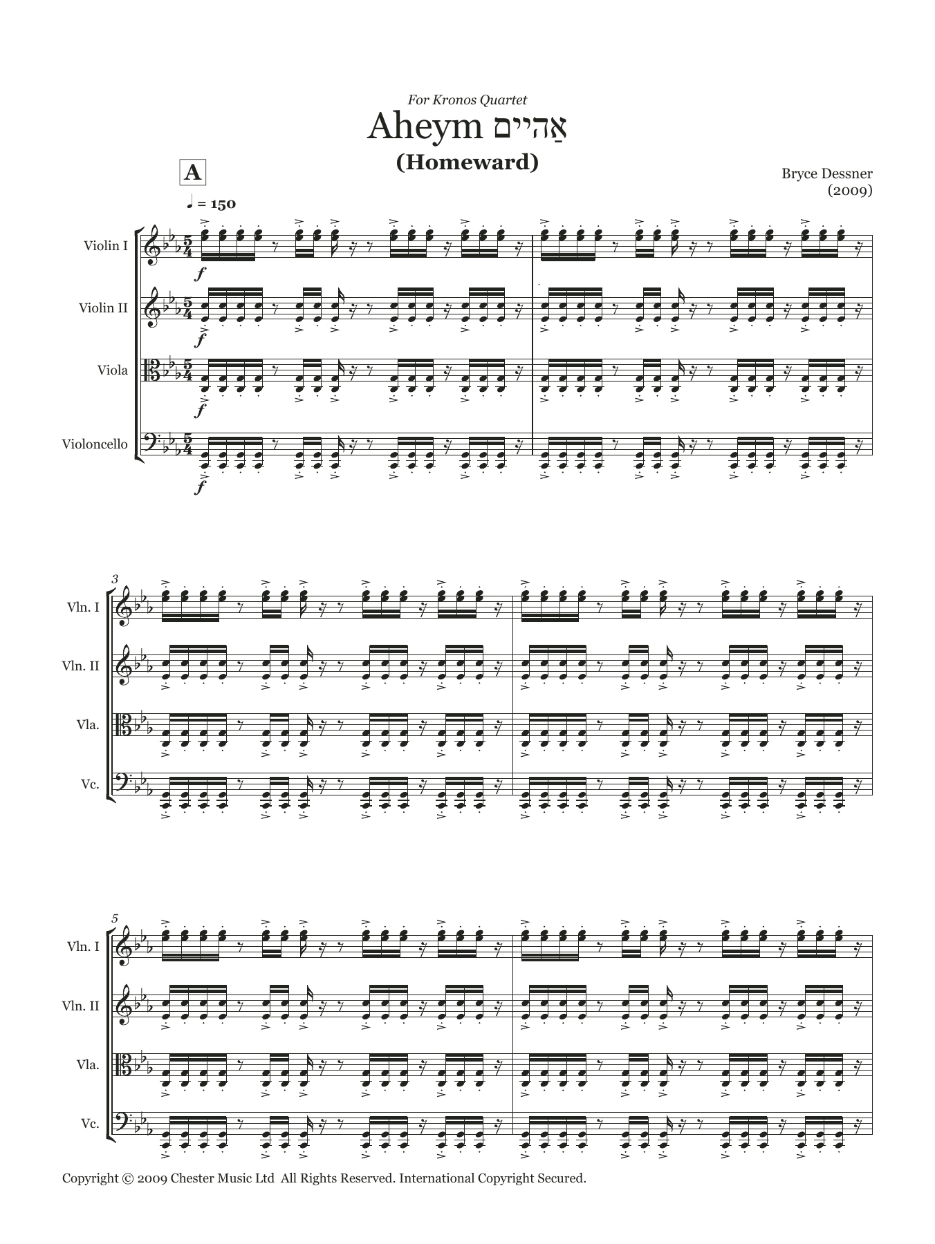 Learn to play Bryce Dessner Aheym (String quartet score & parts) sheet music for Chamber Group in minutes. Price: 26.9900$ Bryce Dessner Aheym (String quartet score & parts) sheet music notes and chords arranged for Chamber Group