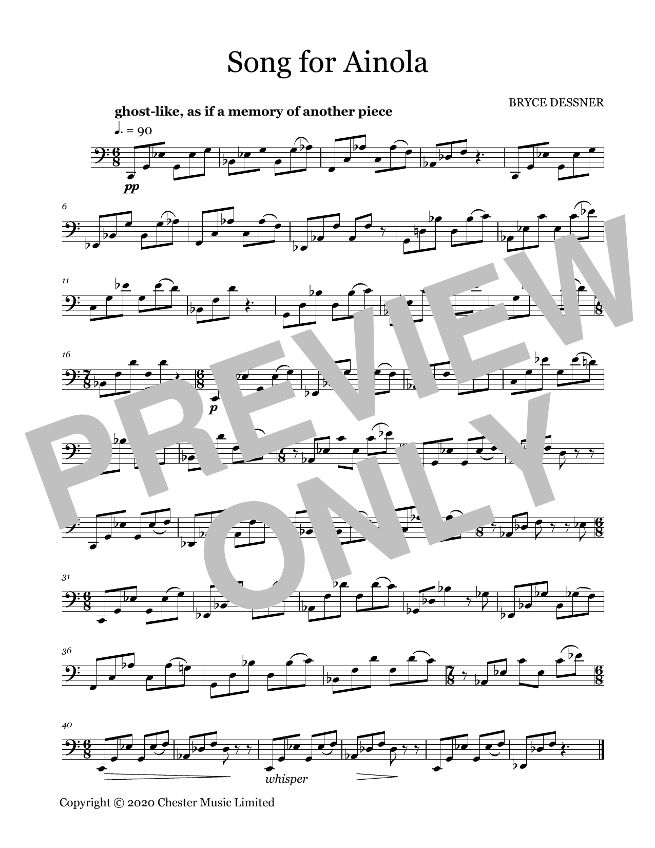 Bryce Dessner Song For Ainola sheet music notes and chords. Download Printable PDF.