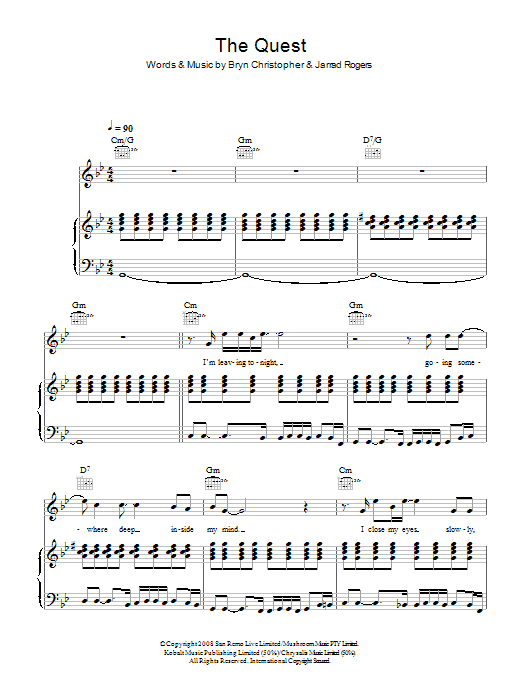 Learn to play Bryn Christopher The Quest sheet music for Piano, Vocal & Guitar Chords in minutes. Price: 7.8900$ Bryn Christopher The Quest sheet music notes and chords arranged for Piano, Vocal & Guitar Chords