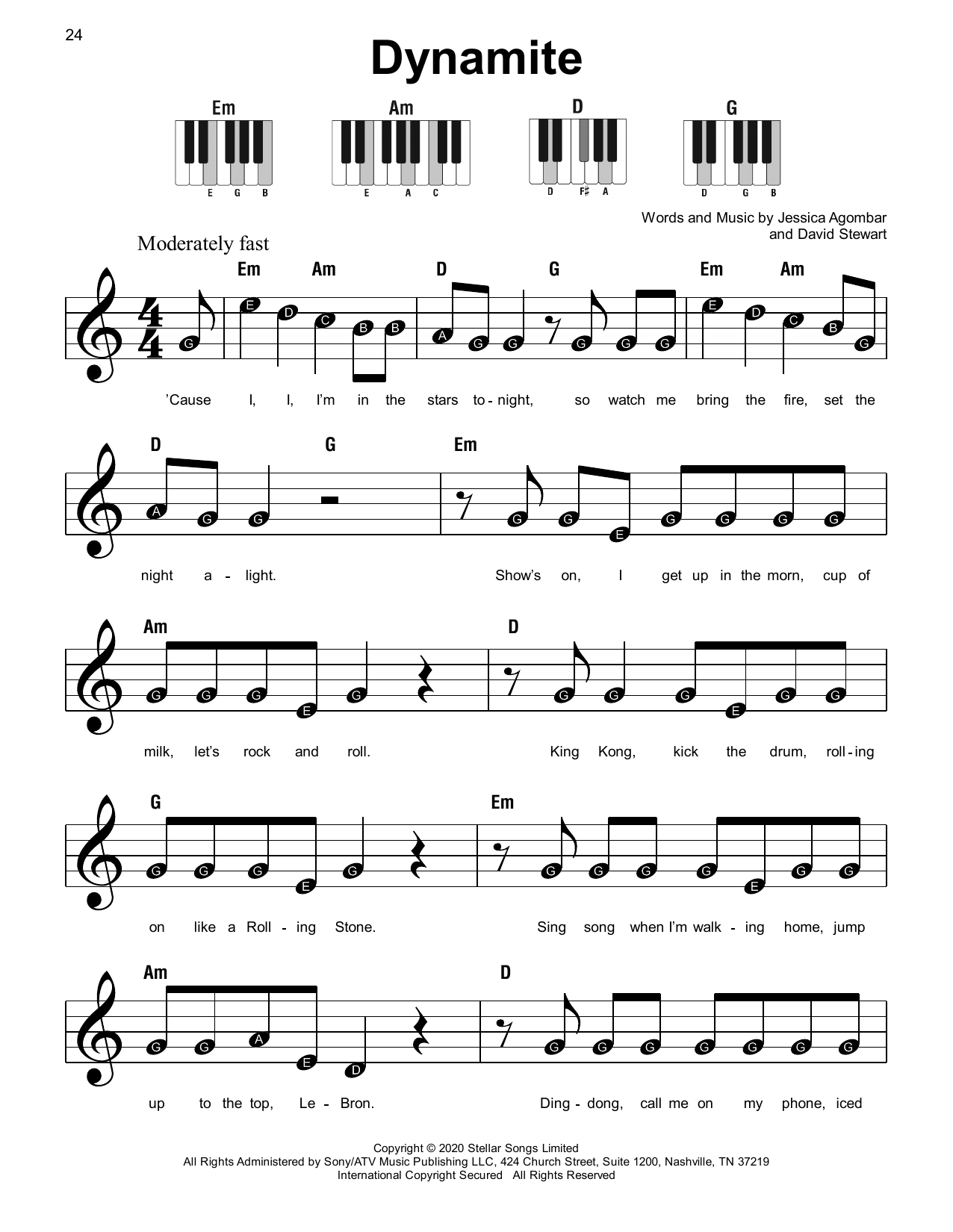 BTS Dynamite sheet music notes and chords. Download Printable PDF.