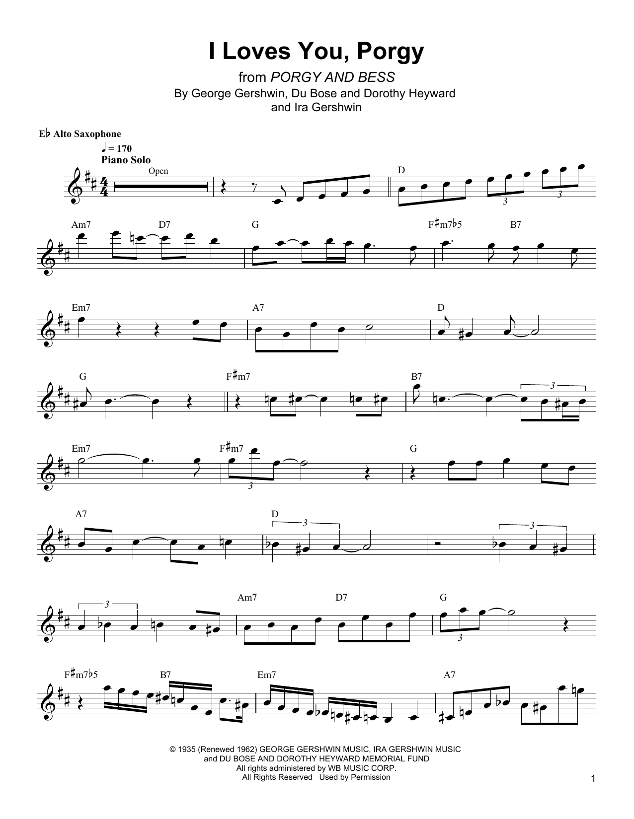 Bud Shank I Loves You, Porgy sheet music notes and chords. Download Printable PDF.