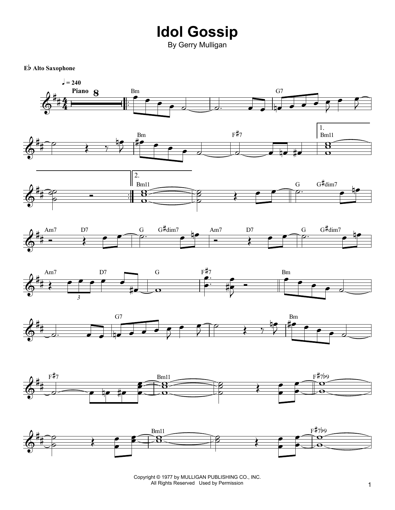 Bud Shank Idol Gossip sheet music notes and chords. Download Printable PDF.