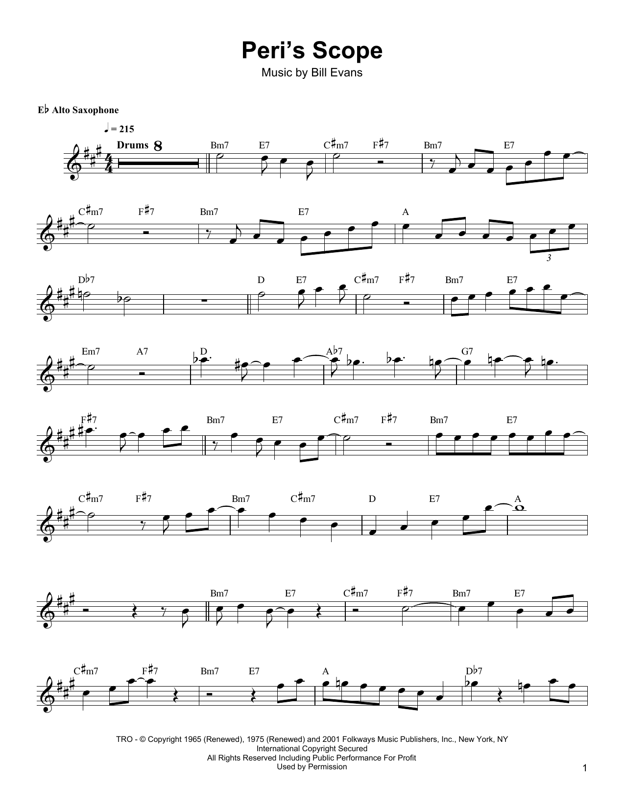 Bud Shank Peri's Scope sheet music notes and chords. Download Printable PDF.