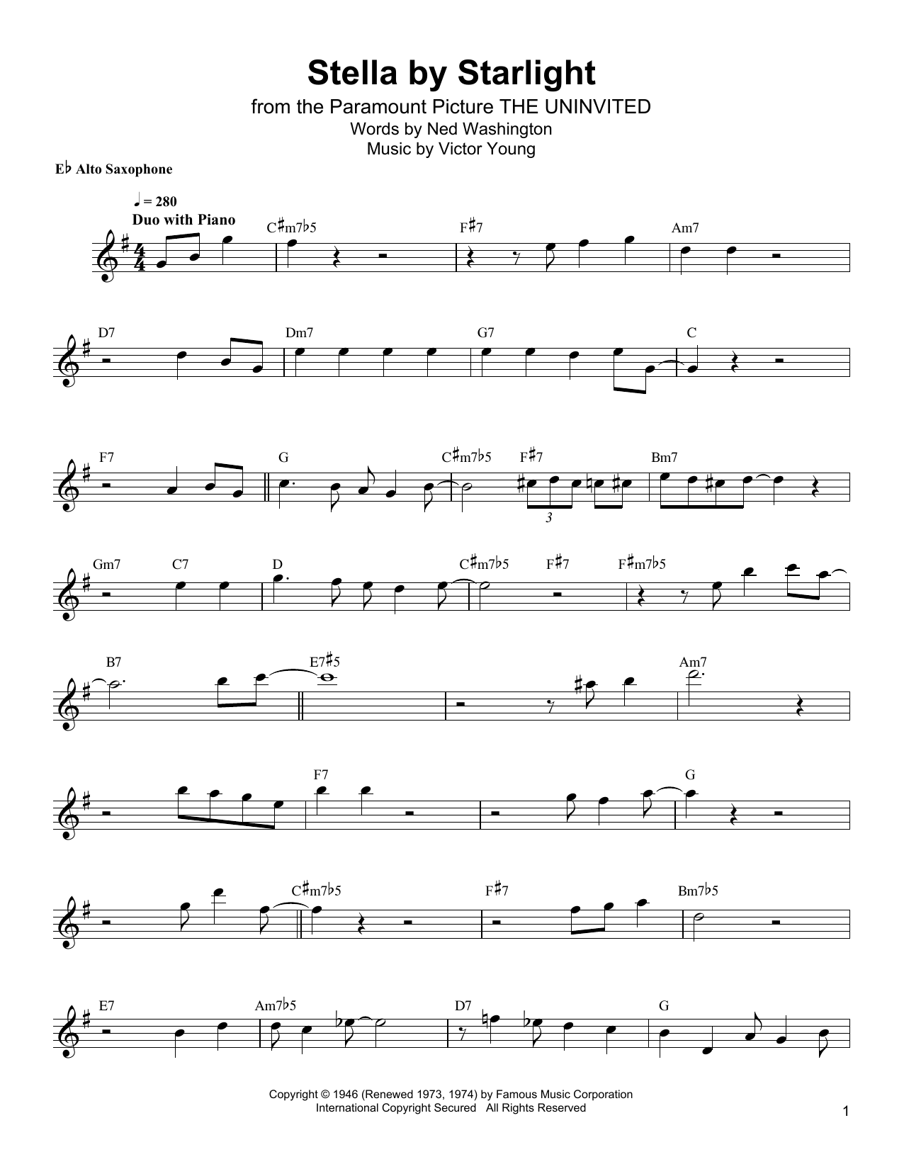 Bud Shank Stella By Starlight sheet music notes and chords. Download Printable PDF.