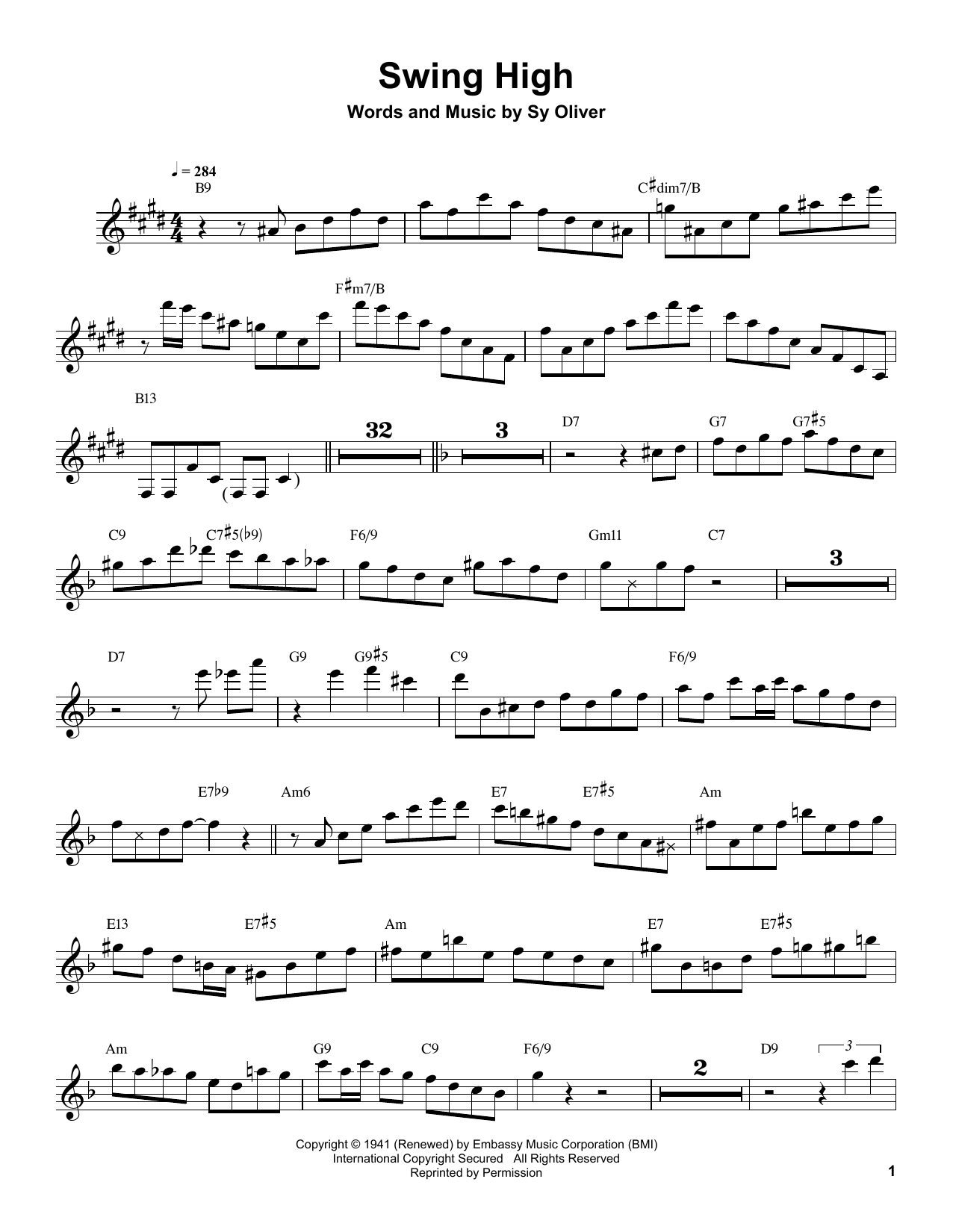 Buddy DeFranco Swing High sheet music notes and chords. Download Printable PDF.