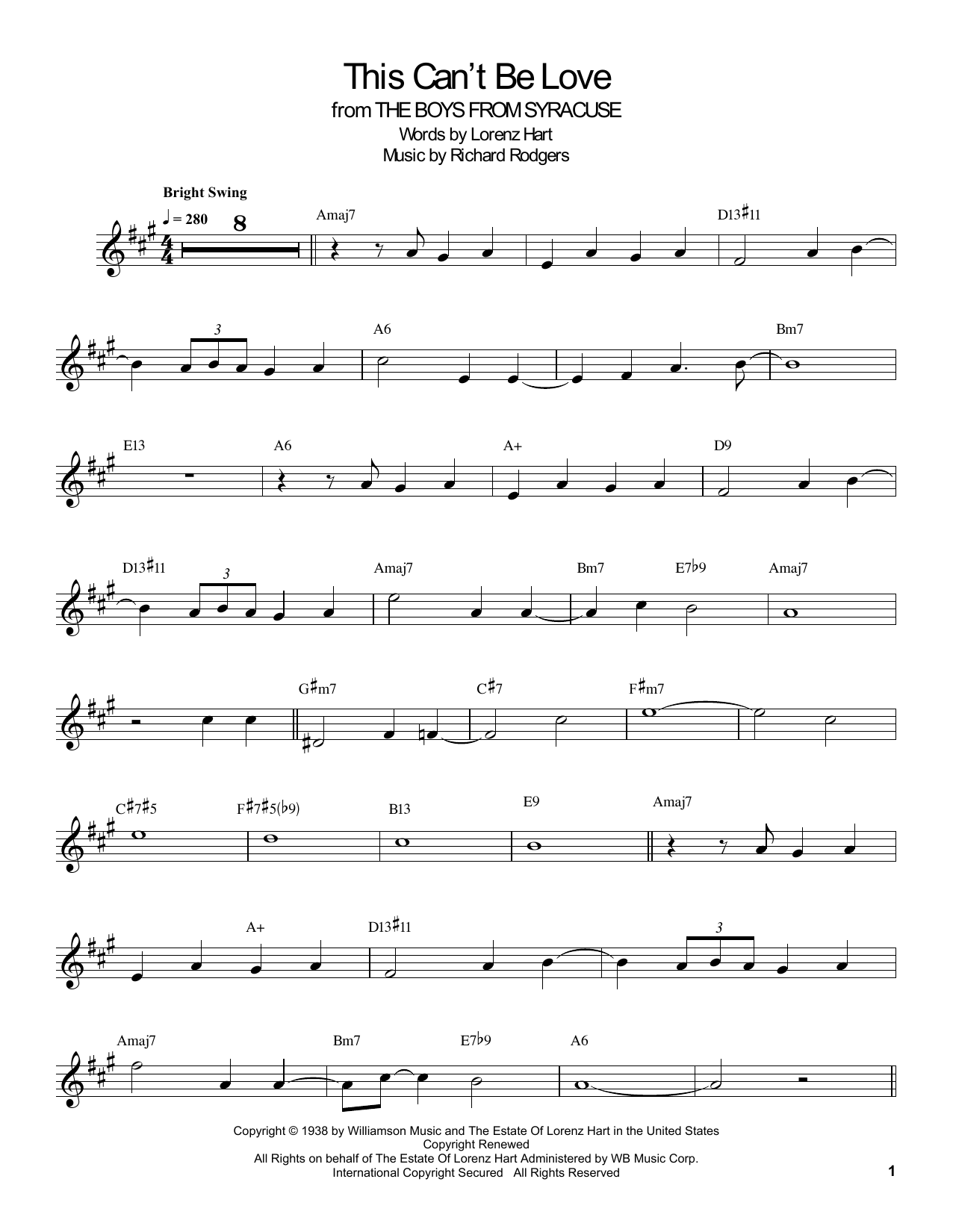 Buddy DeFranco This Can't Be Love sheet music notes and chords. Download Printable PDF.