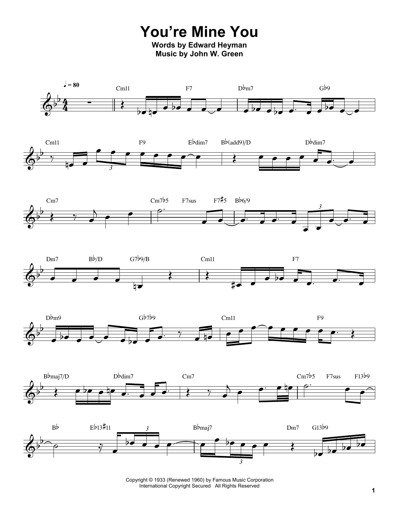 Buddy DeFranco You're Mine You sheet music notes and chords. Download Printable PDF.