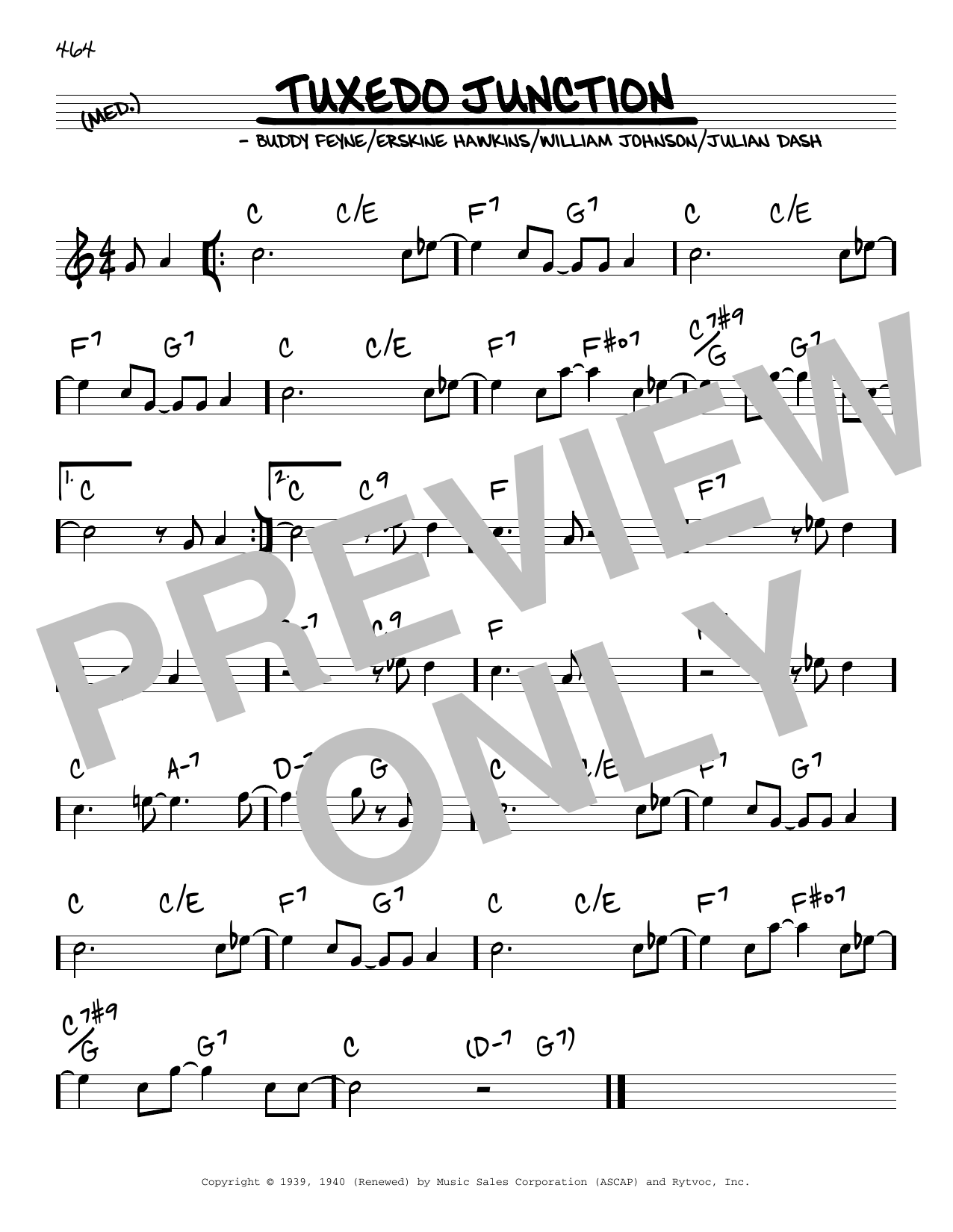 Buddy Feyne Tuxedo Junction sheet music notes and chords arranged for Real Book – Melody & Chords