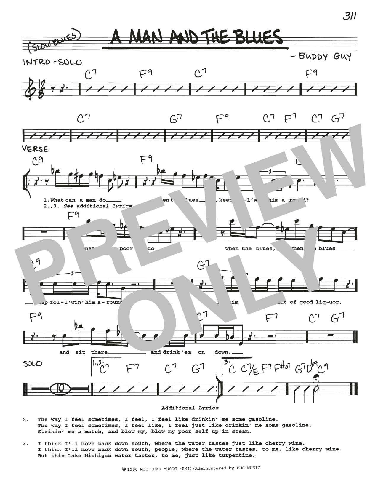 Buddy Guy A Man And The Blues sheet music notes and chords arranged for Real Book – Melody, Lyrics & Chords