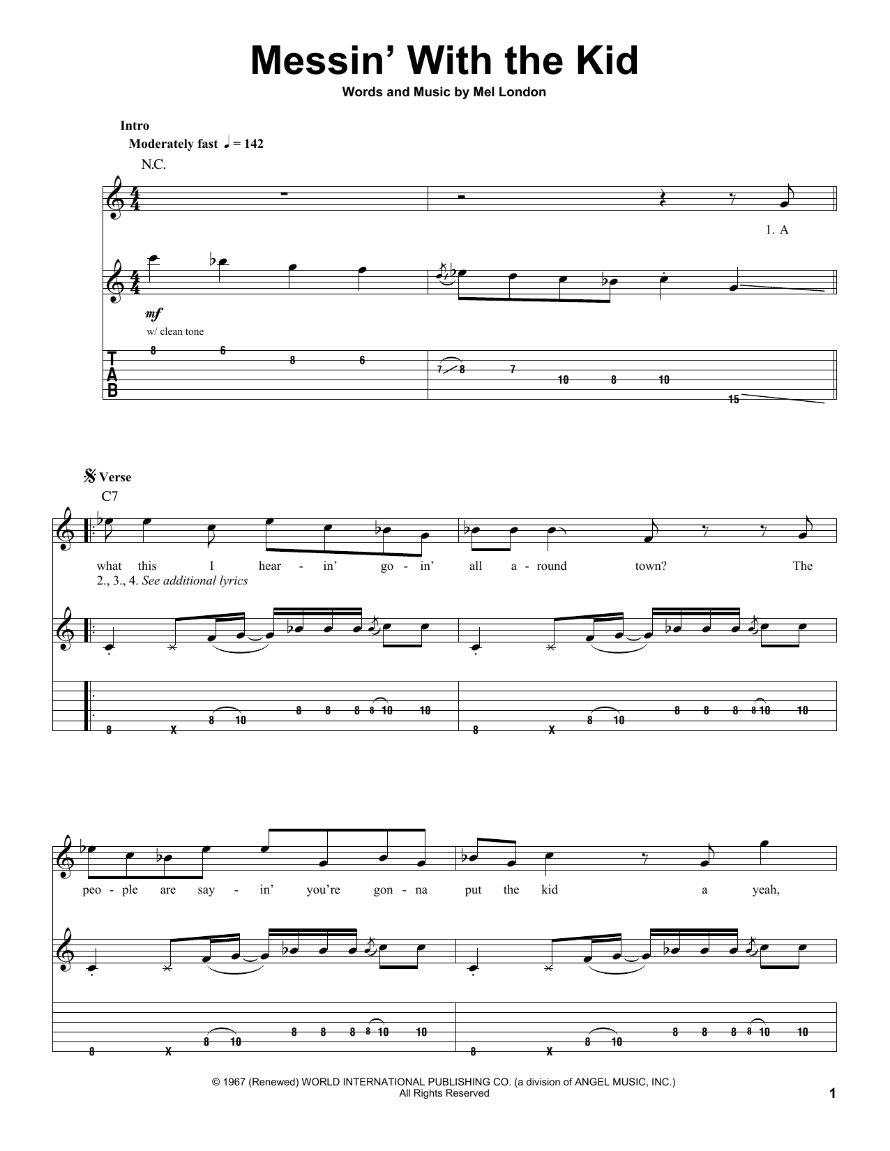 Buddy Guy & Junior Wells Messin' With The Kid sheet music notes and chords. Download Printable PDF.