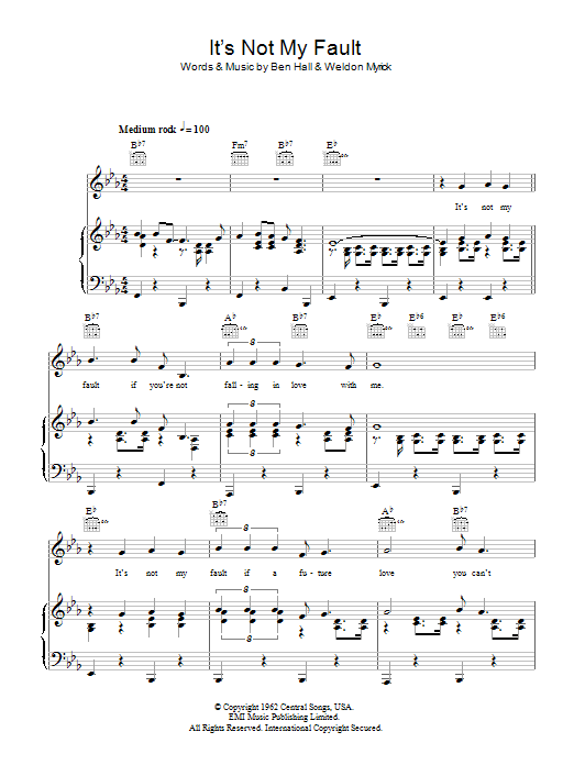 Learn to play Buddy Holly It's Not My Fault sheet music for Piano, Vocal & Guitar Chords in minutes. Price: 7.8900$ Buddy Holly It's Not My Fault sheet music notes and chords arranged for Piano, Vocal & Guitar Chords