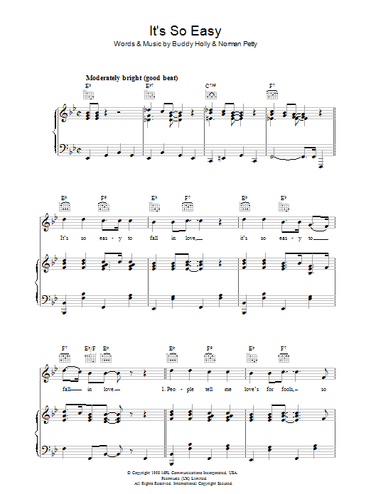 Buddy Holly It's So Easy sheet music notes and chords. Download Printable PDF.