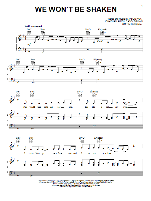 Learn to play Building 429 We Won't Be Shaken sheet music for Piano, Vocal & Guitar Chords (Right-Hand Melody) in minutes. Price: 7.8900$ Building 429 We Won't Be Shaken sheet music notes and chords arranged for Piano, Vocal & Guitar Chords (Right-Hand Melody)