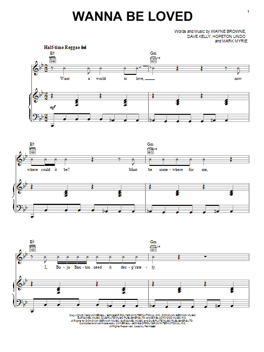 Buju Banton Wanna Be Loved sheet music notes and chords arranged for Piano, Vocal & Guitar Chords (Right-Hand Melody)