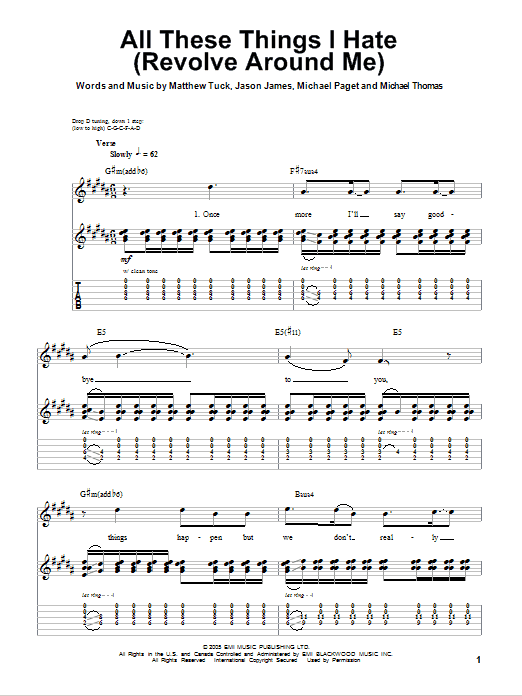 Bullet for My Valentine All These Things I Hate (Revolve Around Me) sheet music notes and chords. Download Printable PDF.