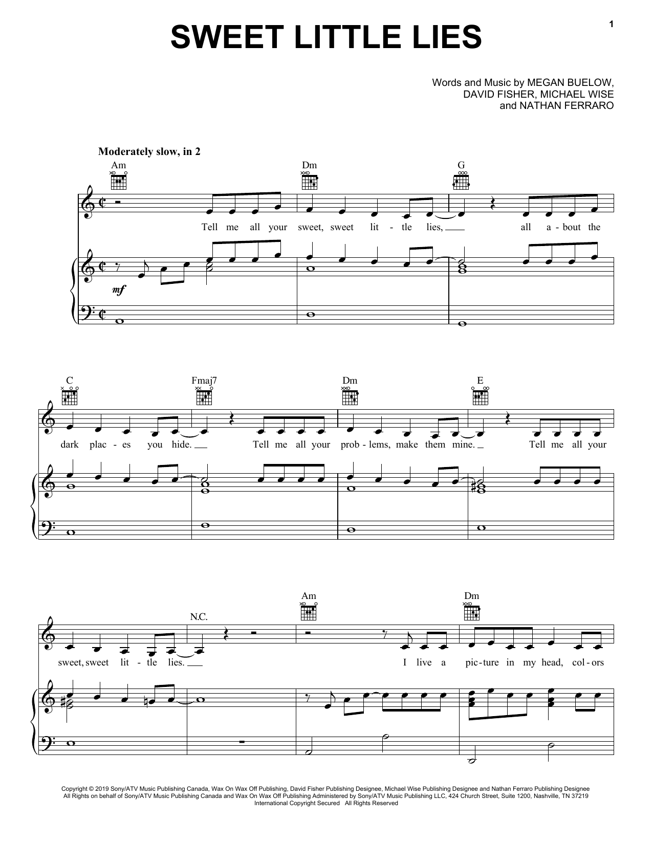 Learn to play bülow Sweet Little Lies sheet music for Piano, Vocal & Guitar Chords (Right-Hand Melody) in minutes. Price: 6.9900$ bülow Sweet Little Lies sheet music notes and chords arranged for Piano, Vocal & Guitar Chords (Right-Hand Melody)