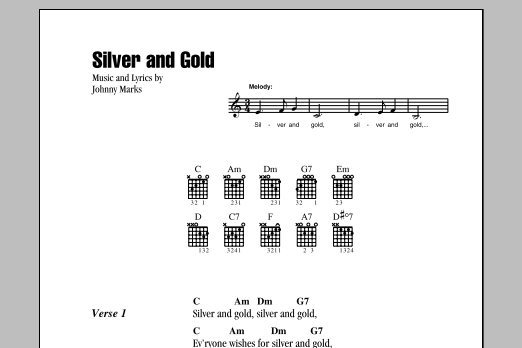 Burl Ives Silver And Gold sheet music notes and chords. Download Printable PDF.