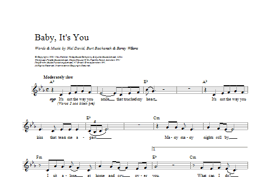 Bacharach & David Baby It's You sheet music notes and chords. Download Printable PDF.