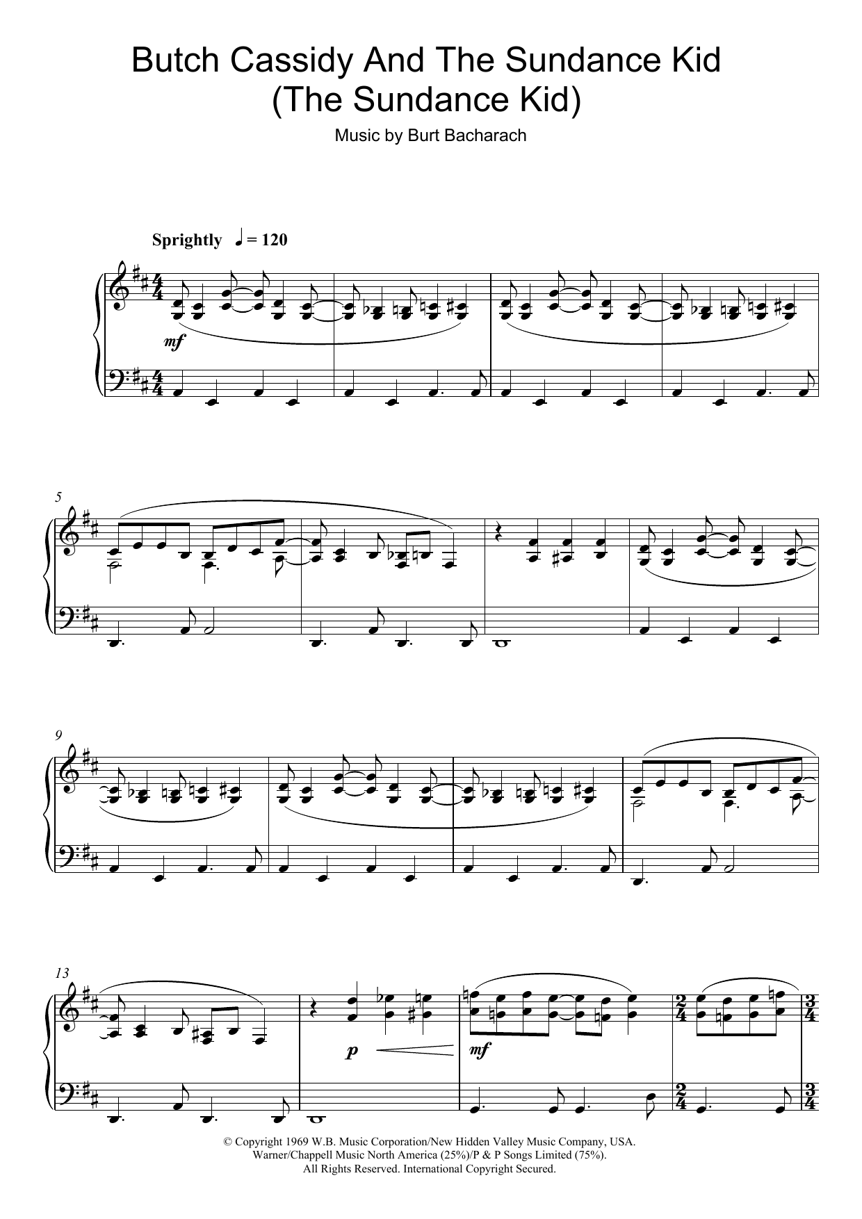 Learn to play Burt Bacharach Butch Cassidy And The Sundance Kid (The Sundance Kid) sheet music for Piano Solo in minutes. Price: 7.8900$ Burt Bacharach Butch Cassidy And The Sundance Kid (The Sundance Kid) sheet music notes and chords arranged for Piano Solo