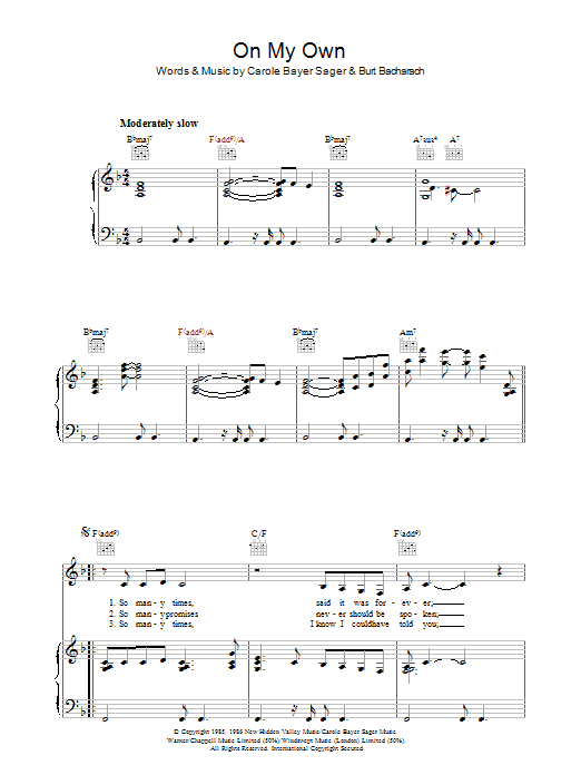 Patti LaBelle & Michael McDonald On My Own sheet music notes and chords arranged for Piano, Vocal & Guitar Chords