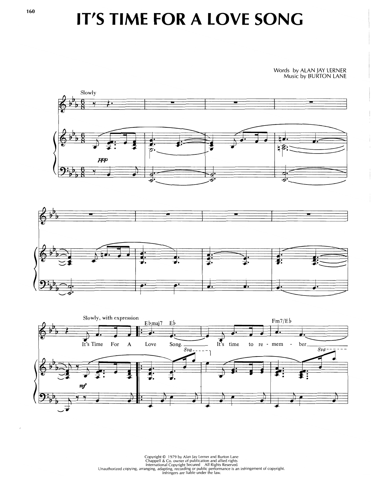 Learn to play Burton Lane It's Time For A Love Song sheet music for Piano, Vocal & Guitar Chords (Right-Hand Melody) in minutes. Price: 7.8900$ Burton Lane It's Time For A Love Song sheet music notes and chords arranged for Piano, Vocal & Guitar Chords (Right-Hand Melody)