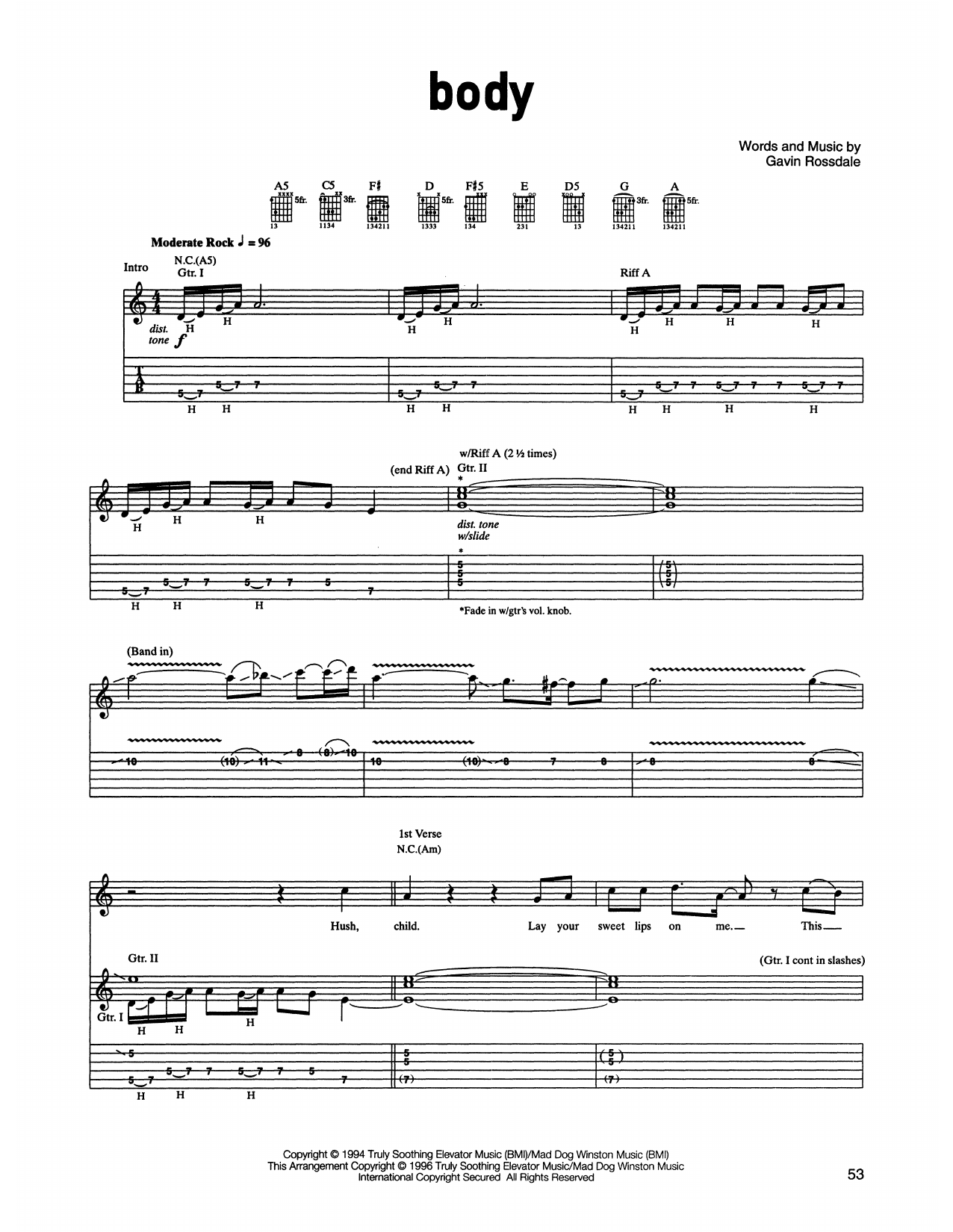 Learn to play Bush Body sheet music for Guitar Tab in minutes. Price: 7.8900$ Bush Body sheet music notes and chords arranged for Guitar Tab