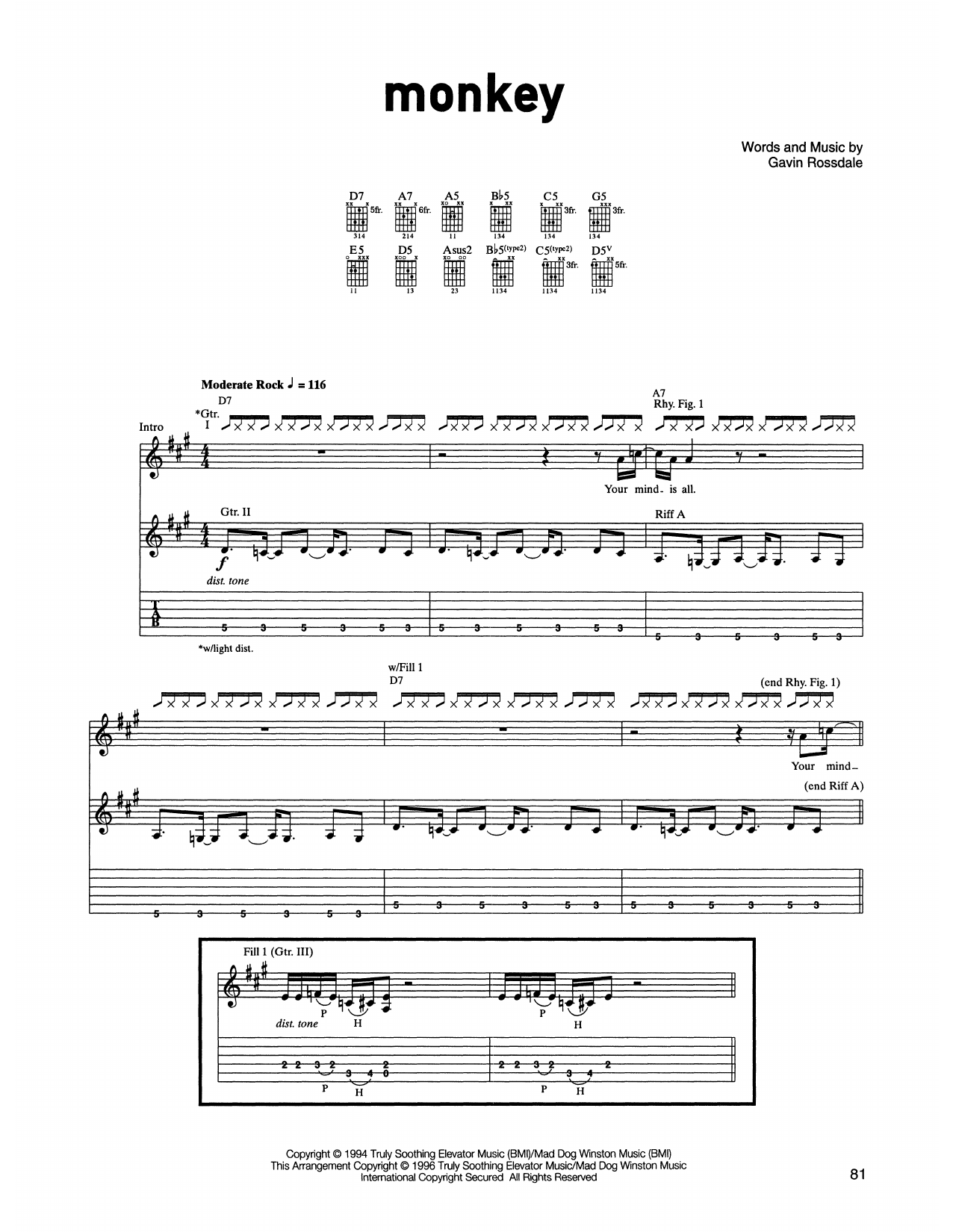 Learn to play Bush Monkey sheet music for Guitar Tab in minutes. Price: 7.8900$ Bush Monkey sheet music notes and chords arranged for Guitar Tab