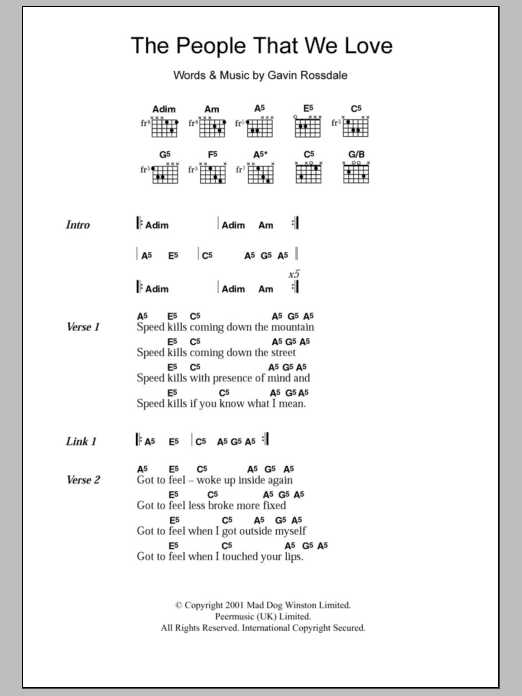 Bush The People That We Love sheet music notes and chords. Download Printable PDF.