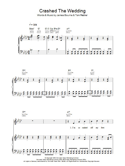 Busted Crashed The Wedding sheet music notes and chords arranged for Piano, Vocal & Guitar Chords